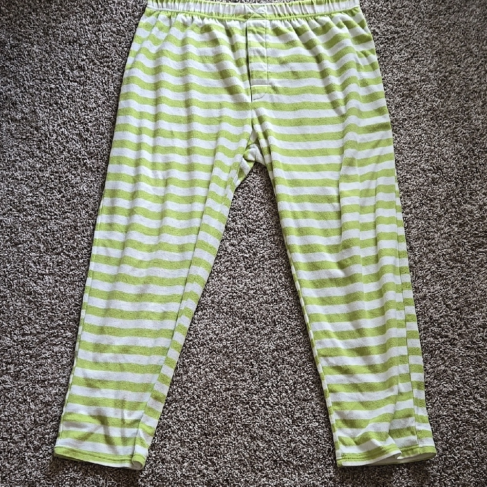 Dr. Seuss Lime and White Striped Pajama Bottoms